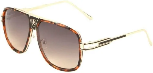 Vista 2 de Dweebzilla Khan Tycoon Square Aviator - Gafas de sol turbo de lujo Marco metálico negro y dorado