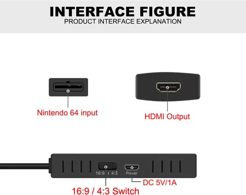 Vista 5 de Cable HDMI para N64, compatible con conversión de 16 943, convertidor N64 a HDMI, compuesto con N64GameCubeSNES
