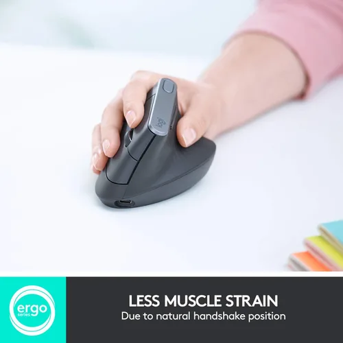 Vista 2 de Logitech MX - mouse inalámbrico vertical – diseño ergonómico avanzado que reduce la tensión muscular, controla y mueve contenido entre 3