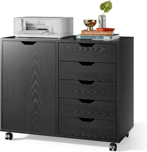 Vista 11 de DEVAISE Gabinete de madera con 5 cajones, gabinete de almacenamiento de Blanco
