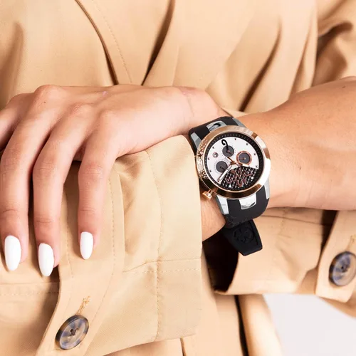 Vista 9 de MULCO Watches for Women - Lady D - Silver Stainless Steel Case with Wrist Silicone Band, Large Face with Mother of Pearl and Rose Gold, Quartz