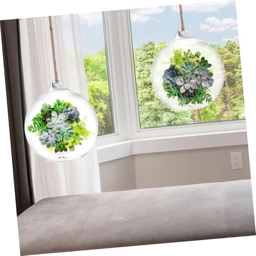 Vista 8 de BESTonZON 6 jarrones colgantes de terrario para plantas suculentas, macetas decorativas de interior, botellas ecológicas hidropónicas de vidrio