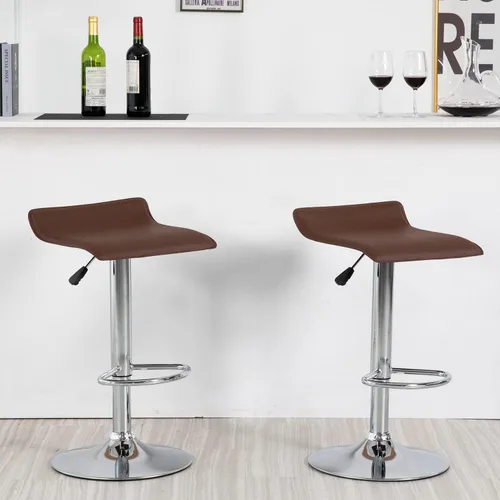 Vista 4 de BestOffice Juego de 2 taburetes de bar ajustables, taburetes de bar con modernos taburetes giratorios de piel sintética para silla de altura