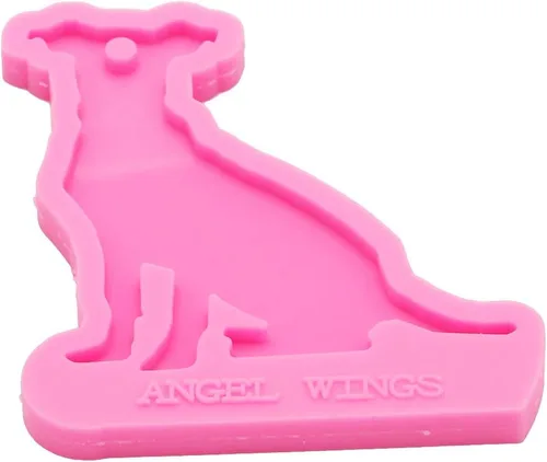 Vista 3 de Angel Wings Brillante brillante lindo perro forma epoxi artesanía llavero molde de silicona estilo animal molde de arcilla polimérica DIY collar