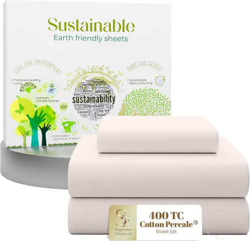 Vista 22 de Purity Home - Juego de sábanas 100% algodón de 400 hilos, percal refrescante, con bolsillo profundo elástico, ropa de cama de 3 piezas, lujo