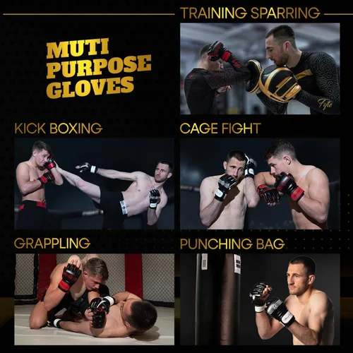 Vista 4 de Crown - Guantes de artes marciales para hombres y mujeres, guantes de boxeo para artes marciales, guantes de lucha y kickboxing UFC Grappling
