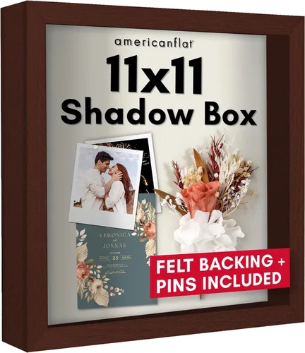 Vista 15 de Americanflat Marco de caja de sombra de 5 x 7 con vidrio inastillable, colección Silhouette - Caja de sombra pequeña para exhibición de mesa y pared