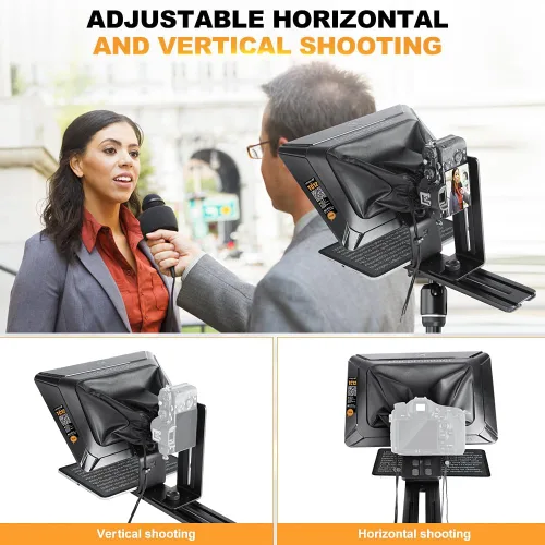 Vista 3 de Teleprompter para cámaras iPad Tablet, LENSGO TC12 14.5 pulgadas de aluminio Prompter App compatible con iOS/Android, indicador profesional