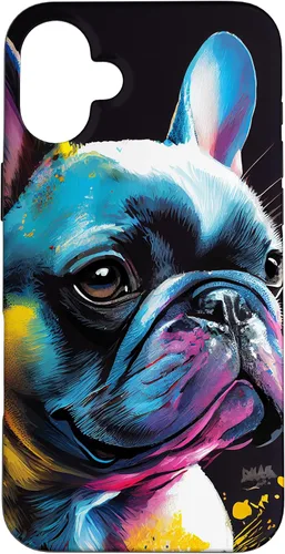 Vista 23 de French Bulldog Puppy Colorful Illustration Graphic Case for iPhone 17