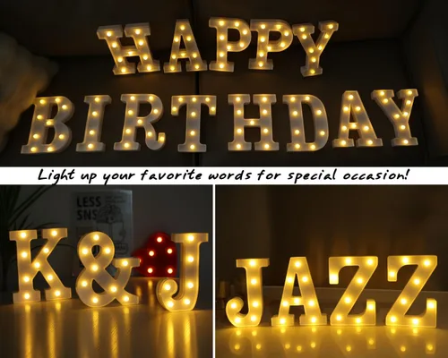 Vista 7 de Letras iluminadas, letras con luces LED de 26 letras del alfabeto, letra decorativa iluminada, letras de marquesina LED que funcionan