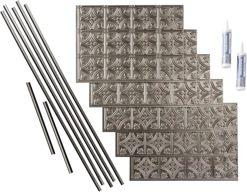 Vista 7 de FASÄDE Kit de protector contra salpicaduras decorativo de vinilo estilo tradicional/patrón 1 de 15 pies cuadrados en bronce antiguo
