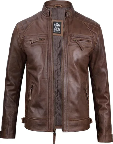 Vista 28 de Blingsoul Real Lambskin Leather Jacket Men - Chaquetas de cuero para Hombres