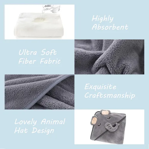 Vista 4 de Toallas de Baño con Capucha para Bebé - Toalla de Baño Premium Ultra Suave Orgánica para Bebé – Toallas Absorbentes e Hipoalergénicas para Bebé Niño