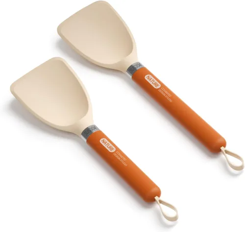 Vista 3 de Espátula pequeña de silicona para cocinar girador flexible con núcleo interior sólido y mango de nailon resistente al calor, espátula ideal