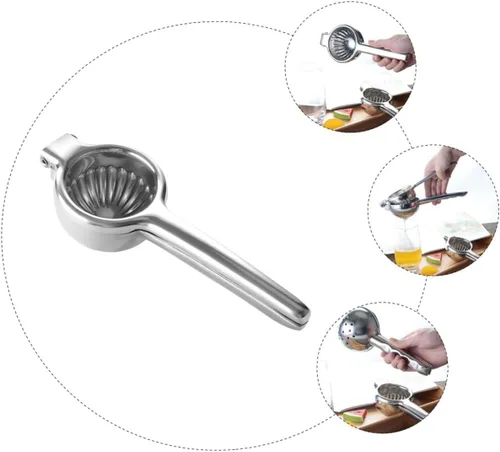 Vista 6 de Exprimidor manual de limón de acero inoxidable, exprimidor de frutas, prensa de cítricos de mano, fácil de usar para el hogar, cocina, bar