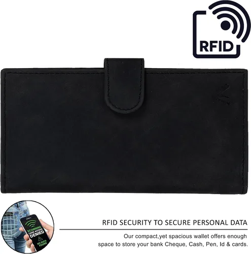 Vista 5 de Fundas de cuero RFID hechas a mano para hombres y mujeres con 6 tarjetas de crédito y 1 ranura para identificación y soporte para bolígrafo