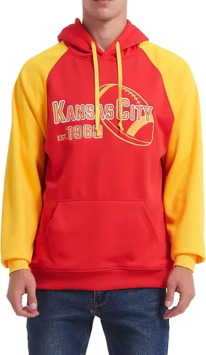 Vista 2 de RZUO Sudadera con capucha suave para hombre con bordado de fútbol clásico de la ciudad