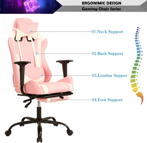 Vista 6 de Silla de juegos para adultos con reposapiés, silla de PC, silla de jugador, silla de juegos, silla de juegos económica, silla de escritorio