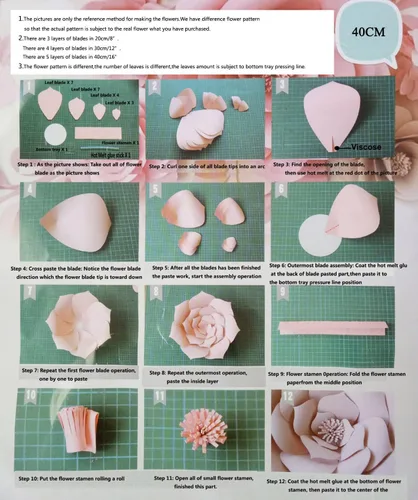 Vista 3 de Decoraciones gigantes de flores para fiestas, flores de papel para boda, telón de fondo, flores hechas a mano para guardería, decoración de pared