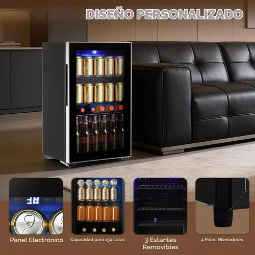 Vista 4 de WANAI Refrigeradores de bebidas 120-Can Mini refrigerador pequeño con pantalla táctil LED