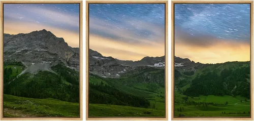 Vista 86 de wall26 Lienzo enmarcado para pared, juego de arte de noche estrellada sobre montañas, cielo nocturno tranquilo, naturaleza, desierto, fotografía