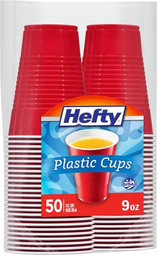 Vista 7 de Vasos de Plástico Desechables Hefty Party On, Rojos, 18 Onzas, 30
