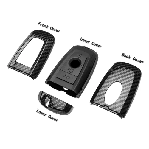 Vista 5 de Funda para llave inteligente compatible con Ford Edge Expedition Explorer Fusion para Mustang Cobra, mando a distancia sin llave de 4 botones