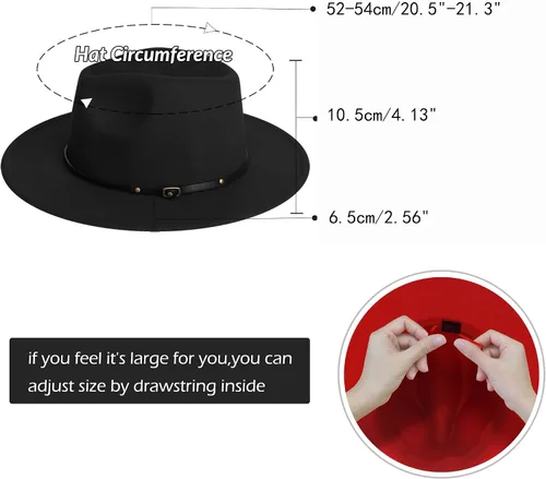 Vista 2 de Sombrero de fieltro clásico de ala ancha para niños y niñas, con lazo y hebilla de cinturón
