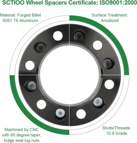Vista 8 de SCITOO 4 espaciadores de rueda de 1 pulgada, 4 lengüetas de 0.157 x 3.937 in a 0.157 x 3.937 in, pernos de 0.472 x 0.059 in, compatibles