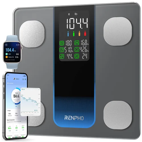 Vista 9 de RENPHO Báscula Inteligente para Peso Corporal, Báscula de Grasa Corporal para IMC, Grasa Corporal, Masa Muscular, Báscula de Baño de Alta Precisión