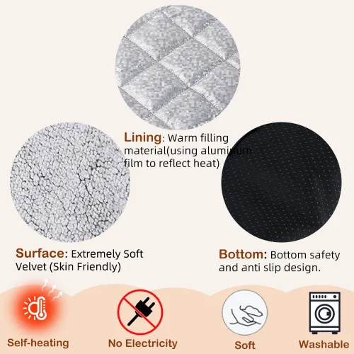 Vista 4 de AIO Cama térmica para gatos, cama autocalentable para mascotas, almohadilla térmica avanzada extra cálida para mascotas al aire libre con funda