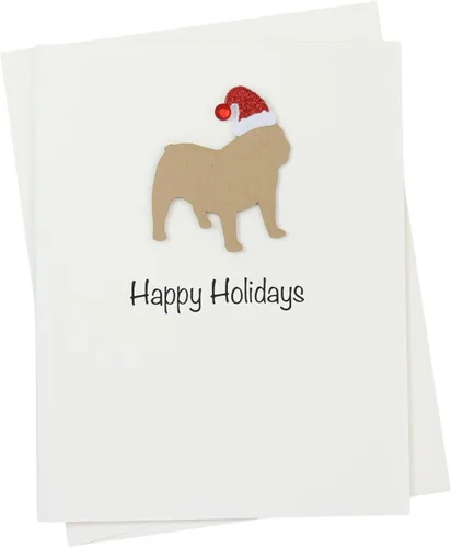 Vista 37 de Black Doodle Bernedoodle - Tarjetas de Navidad (10 unidades), hechas a mano, base blanca, perro con sombrero de Papá Noel Negro