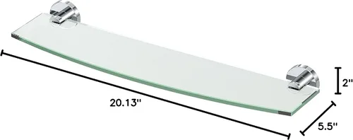 Vista 3 de Gatco 4666 Reveal - Estante de vidrio templado curvado montado en la pared de 20.13 pulgadas de ancho x 5.40 pulgadas de profundidad Estante