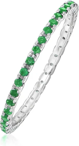 Vista 3 de Ross-Simons Anillo de eternidad esmeralda de 0,33 qt t en oro blanco de 14 kt
