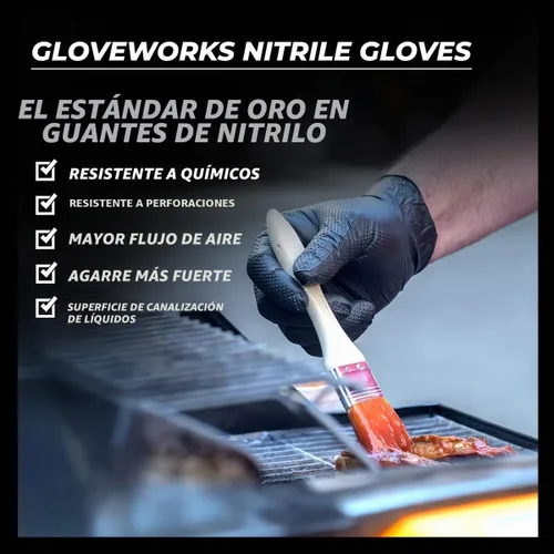 Vista 6 de GLOVEWORKS Black Nitrile Gloves 6 Mil Diamond Textured for Mechanic Work