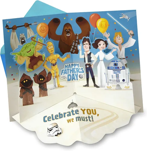 Vista 2 de Hallmark Star Wars - Tarjeta del día del padre (Yoda, Celebrate You, We Must)