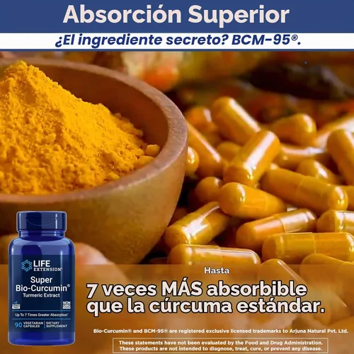 Vista 4 de Life Extension Super Bio-Curcumina Extracto de Cúrcuma 400 mg, 90 Cápsulas