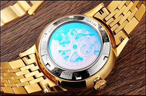 Vista 5 de Gosasa Reloj de oro mecánico de lujo con esfera tallada para hombre 'Dragon Collection