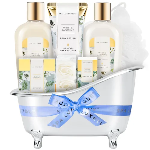 Vista 10 de Regalos de cuidado personal para mujeres, Spa Luxetique, 8 cestas de regalo para el baño y el cuerpo de margaritas para ella, juego de baño con baño