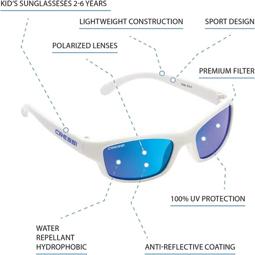 Vista 2 de Cressi Gafas de sol deportivas frescas para niños lentes polarizadas antirayos UV para niños de 2 a 15 años Maka Yogi