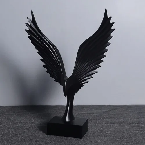 Vista 3 de ARTFILIF Spreads its Wings Ornamentos Figura de águila Decoración de escritorio de oficina, manualidades, sala de estar, estatuas de apertura (negro)