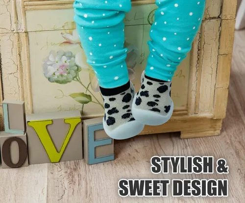 Vista 6 de Zapatos de bebé para niños y niñas, zapatos de primera caminata, antideslizantes, suela suave, zapatos de calcetín para bebés