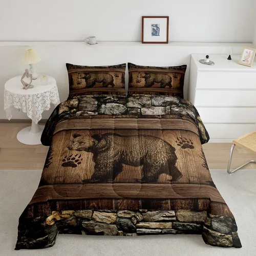 Vista 29 de Erosebridal Happy Camping - Edredón tamaño individual para niños, juego de ropa de cama de animales del bosque del bosque para bebés, niños y niñas