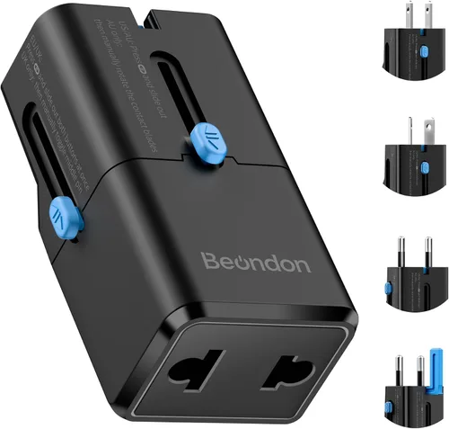 Vista 11 de BEONDON Adaptador de viaje universal, cargador USB-C de 25 W, enchufes de negro (Black-25)