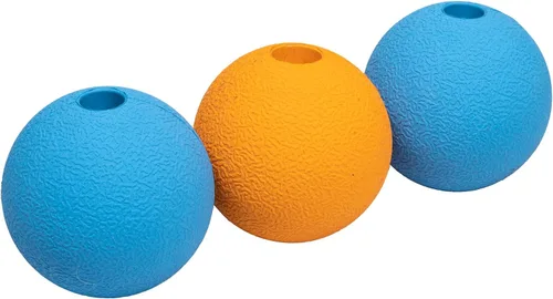 Vista 11 de Amazon Basics Juguetes para Perros, Pelotas de Goma Interactivas para Buscar, (Paquete de 2), 3 Pulgadas, Azul, Naranja
