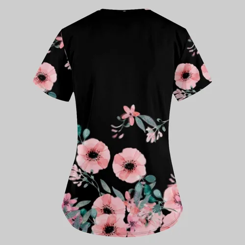 Vista 3 de Ropa quirúrgica para mujer, cómoda, ligera, duradera, suave, elástica, con cuello en V, camiseta médica