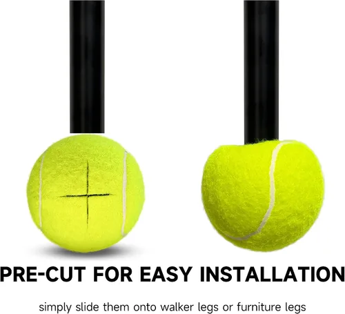 Vista 5 de Paquete de 4 pelotas de tenis para caminar, pelotas de tenis precortadas para patas de caminante o muebles, deslizadores y almohadillas de esquí