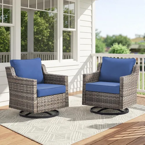 Vista 17 de Belord Sofá de patio exterior acolchado de 3 asientos de lujo de 6 pulgadas Cojín de mimbre marrón/beige de 6 pulgadas
