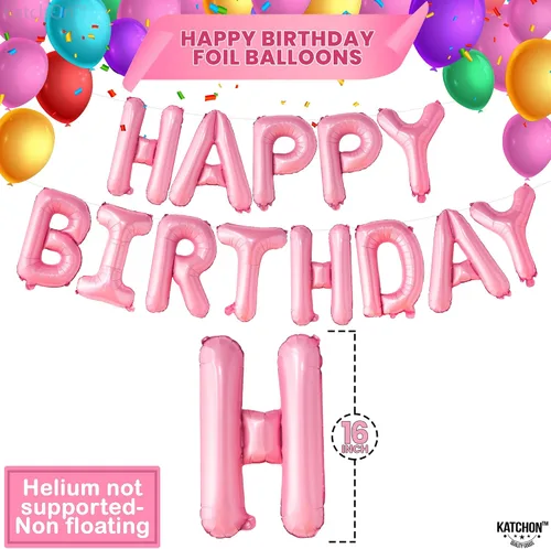 Vista 7 de KatchOn, Globos rosa intenso con el número 4 con pancarta de globos de feliz cumpleaños, 40 pulgadas, paquete de 2 globos de 4º cumpleaños