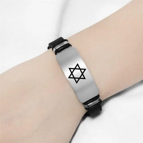 Vista 5 de ForeverWill Pulsera de silicona ajustable con estrella de David de Jerusalén para mujeres hombres adolescentes judaísmo Israel brazalete judío Mogen